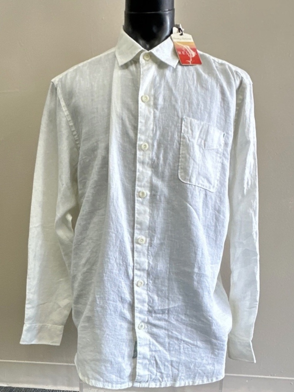 Tommy Bahama Sea Glass Breezer Men's White Solid Linen Long Sleeve XL